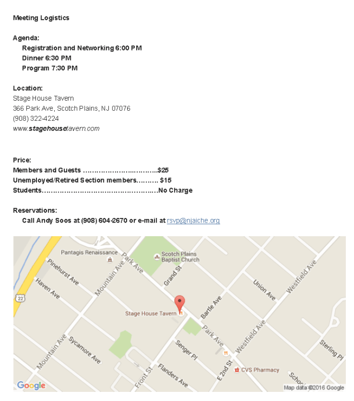 NJAIChE April 12 Meeting