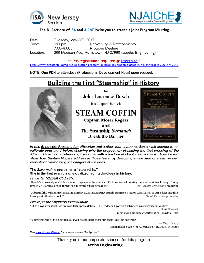 ISA-AIChE of NJ Invite - Steam Coffin - May 23-2017